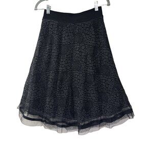 Womens S Black Layered Skirt Whimsigoth Swing Layered Fairy Grunge Lace Tulle